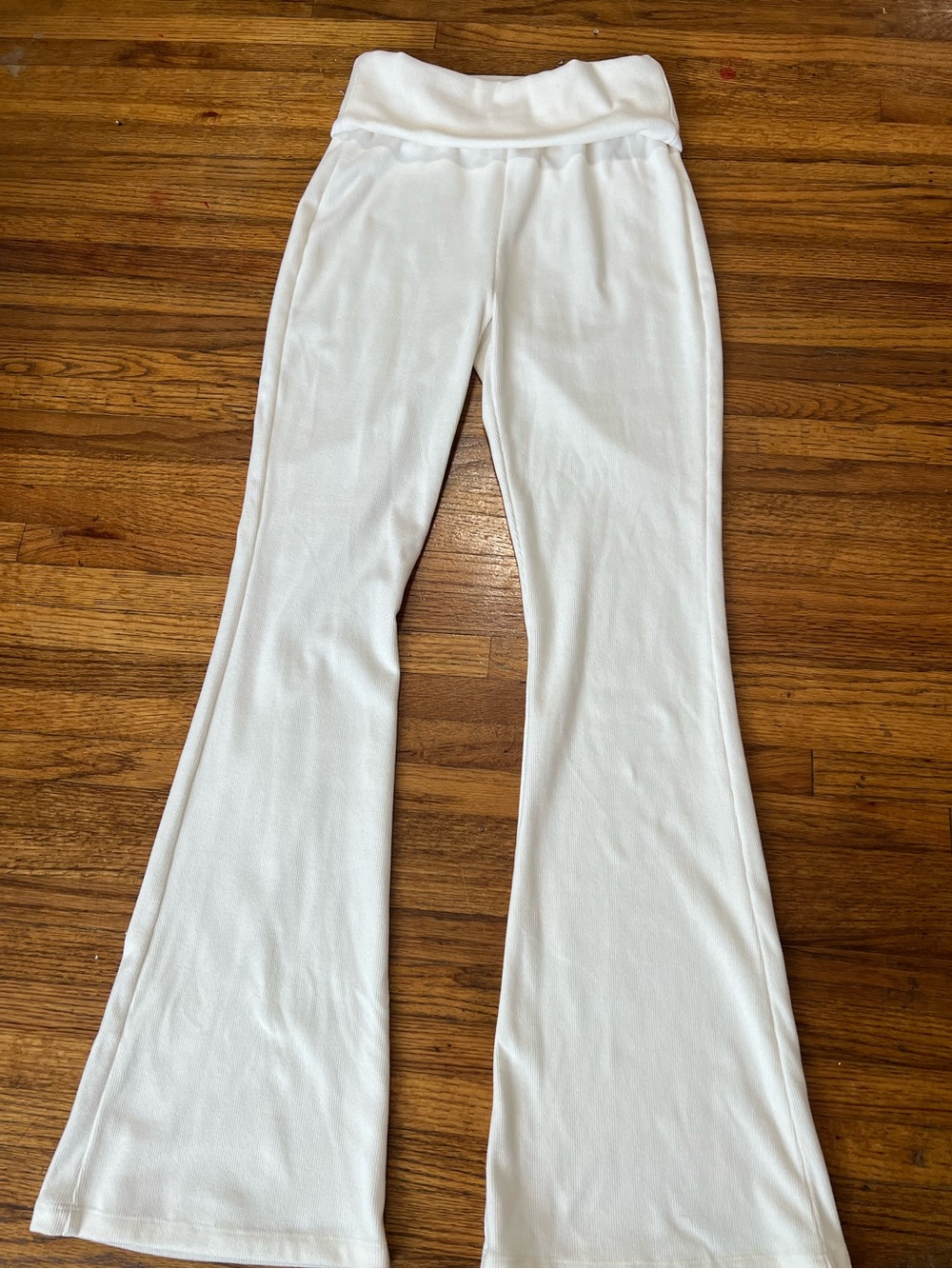 No Boundaries White Flared Fold-Over Waist Leggings